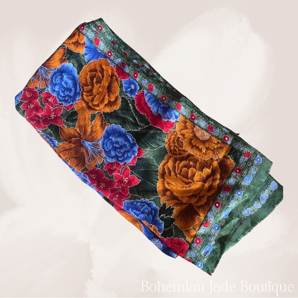 Vintage Albert Nipon Silk Floral Scarf - Picture 3 of 5